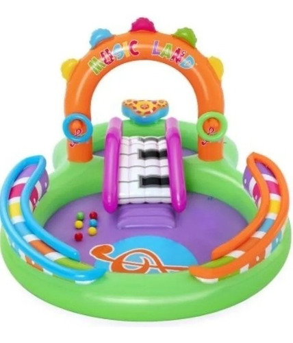 Piscina Inflable Infantil Con Tobogan Pelotas 297x193x13