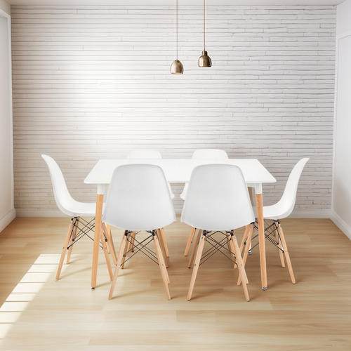 Juego De Comedor Mesa Eames 120x80 + 6 Sillas Eames