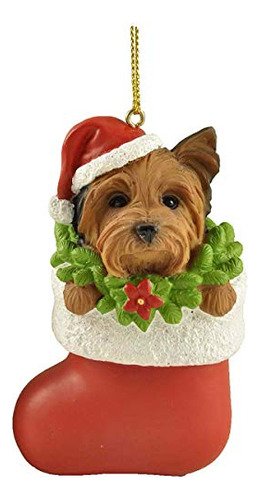 Cachorro Yorkshire Terrier Perro Calcetín De Navidad P...
