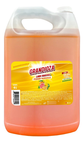 Lavatrastes Líquido Cortagrasa Aroma Naranja 4l Grandioza®