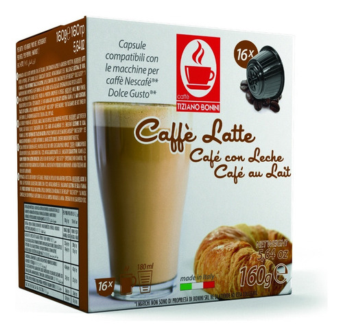 Cápsulas Bonini Dolce Gusto - Caffé Latte X 16 Cápsulas