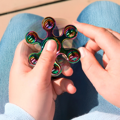 Fidget Spinner Estrella Tornasol Metal 100% Calidad Grande
