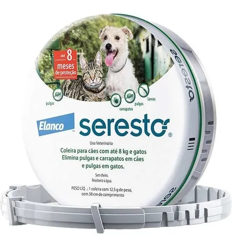 Coleira Seresto Caes E Gatos Pequenos Até 8kg - Val 2023