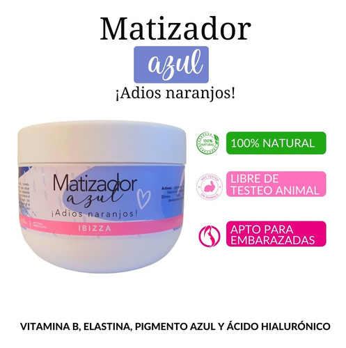 Imagen 2 de 3 de Matizador Crema Azul 100% Natural Ibizza -adiós Tono Naranjo