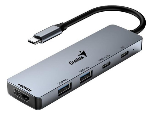 Hub Genius Uh-500 5 En 1 Usb Tipo C A Hdmi 2xusb 3.0 2xusb C