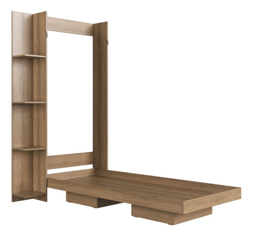 Cama Articulada Solteiro Vertical Com 4 Prateleiras E 2 Nichos Cv1085 80cm Mel - Art In Móveis