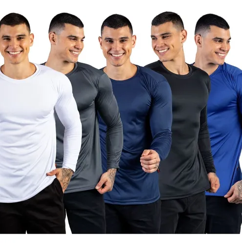 comprar Kit 5 Camisas Segunda Pele Térmica Uv50 Tecido Gelado E Leve