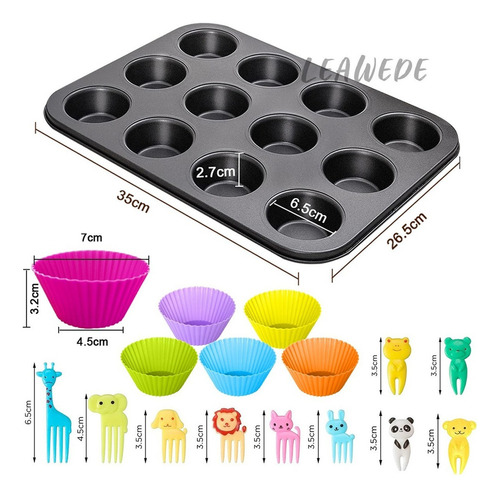 Charola De Cupakes + Capacillos Cupcakes Silicon Reposteria