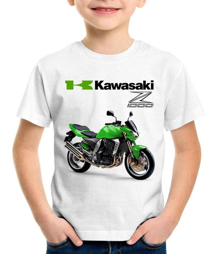 Camiseta Infantil Moto Kawasaki Z 1000 Verde 2006