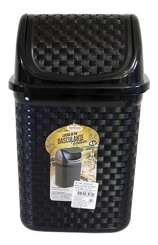 Lixeira De Pia Basculante Rattan Nitronplast 4,5l Preta