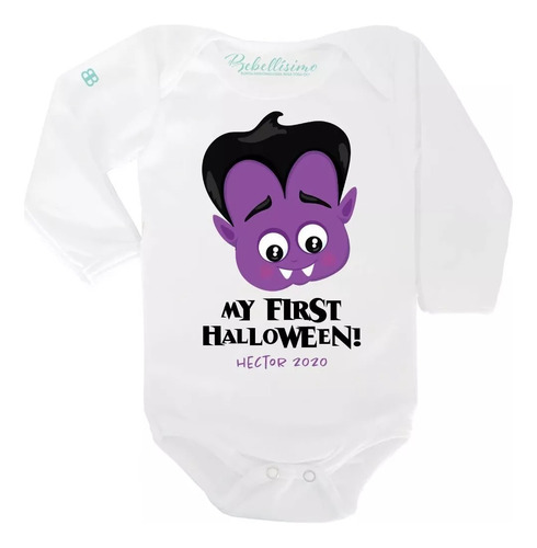 Body Bebé Personalizado Primer Halloween Vampiro Con Nombre
