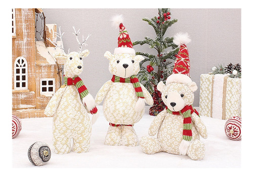 Muñeco De Trapo Navideño Con Forma De Oso Sentado Y Copo De