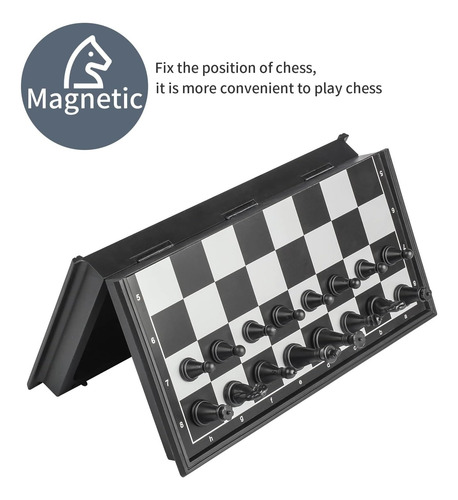Andux Juego De Ajedrez Magnético Plegable, Juego De Mesa Con