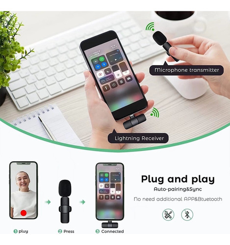 Micrófono De Solapa Inalámbrico Para Android Tipo C, 2 Pzas