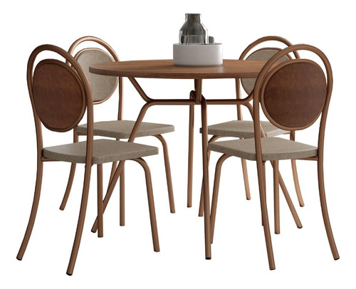 Conjunto Sala De Jantar 4 Cadeiras Nolita Carraro Rose