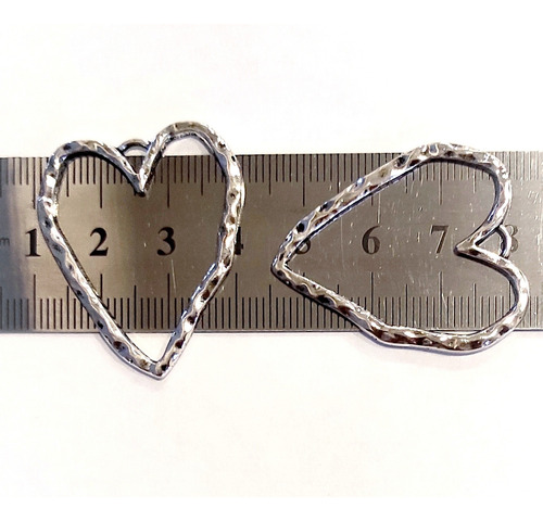 10 Dijes Corazón Grande De Metal Artesanías Bijou Souvenirs