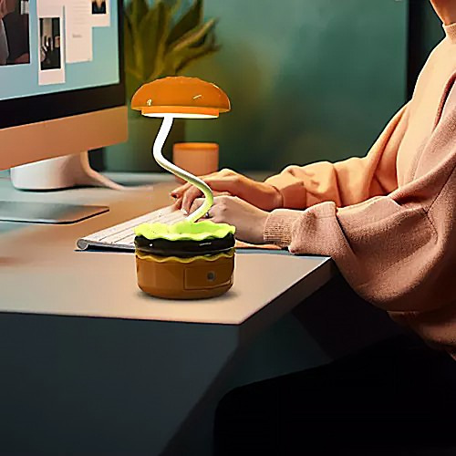 Lámpara De Mesa Led Recargable Hamburger, Lámpara De Mesa Pe
