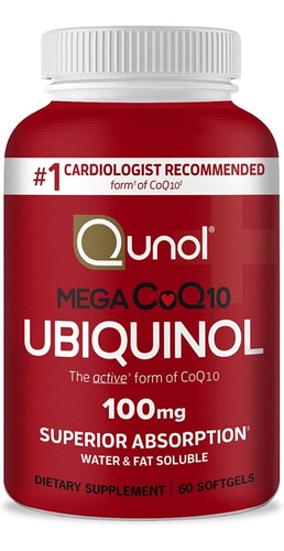 Ubiquinol Mega Coq10 100mg Qunol 60 Caps Usa Importado Coenz