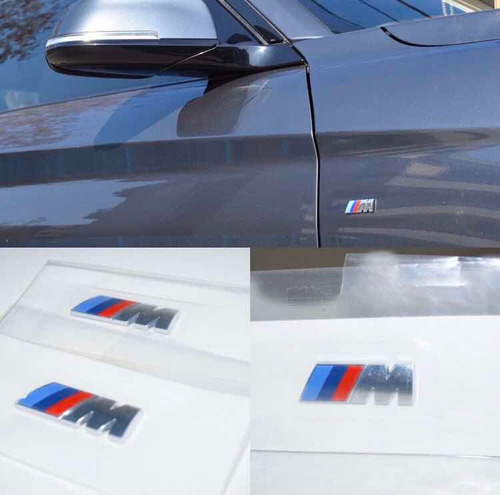 Insignias M Laterales Bmw 1,5 Cm Cromados Set 2 Unidades