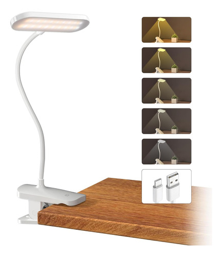 Lámpara De Escritorio Con Abrazadera, Luz De Lectura Recarga