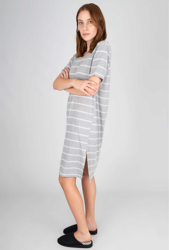 Imagen 2 de 4 de Remeron Dayana Pijama Manga Corta Mujer Dama Camison Rayado