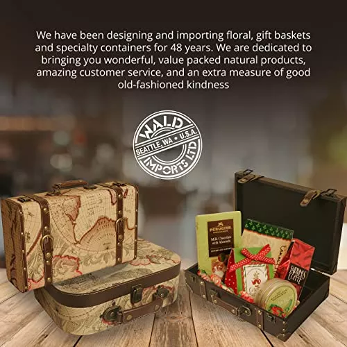 wald imports - Juego de 3 maletas de cartón - Cajas de almacenamiento  decorativas - Juego de maletas para decoración, almacenamiento y más  (marrón)