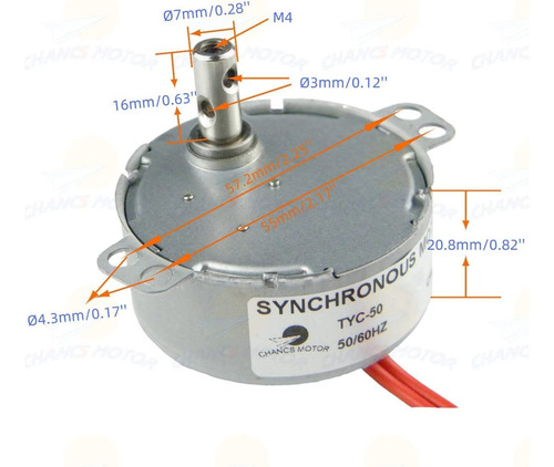 Motor Síncrono Chancs Tyc-50 110 V Ac 0,8/1 Rpm Cw