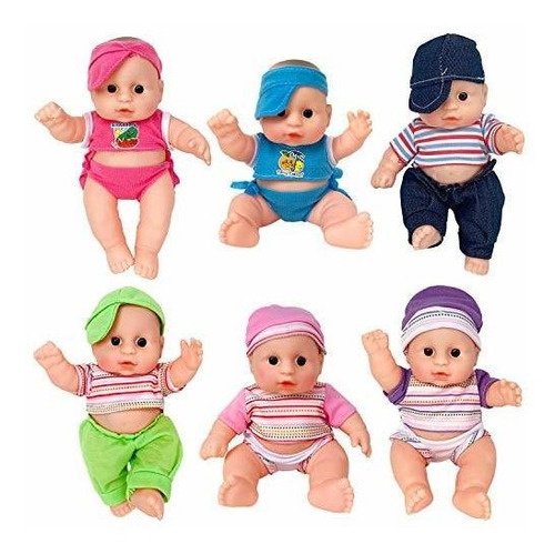 Colección De Muñecas Lil Baby De 8 Pulgadas, Paquete De 6 Mu