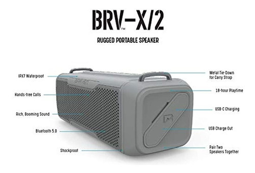 Braven Brv- X / 2 - Bluetooth Inalambrico - Altavoz Portat