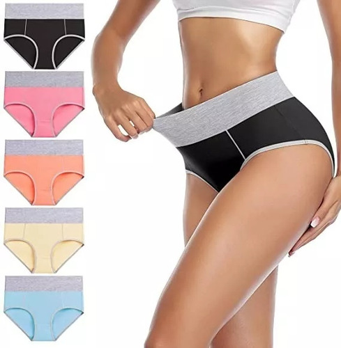 Calzoncillos Elásticos De Cintura Alta Para Mujer De Algodón