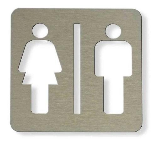 Imagen 3 de 6 de Señal Baño Hombre Mujer 120x120 Mm Cartel Acero Inoxidable