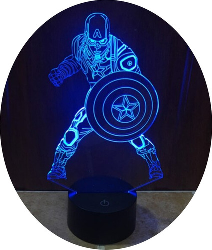 Capitán América Marvel Colección Regalo Lampara Led Acrílico