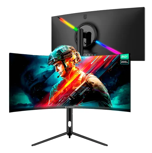 Monitor Gamer Ultrawide Curvo Safe Gamer 30'' Polegadas Wfhd 200hz 1ms Com Ajuste De Altura Hdmi Dp Va Adaptive-sync Preto - Mu030