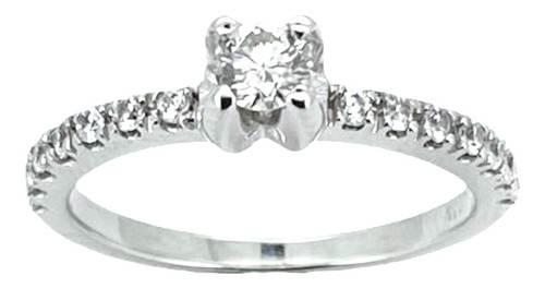 Anillo Compromiso Diamante Natural .20ct En 14kt Model Araus