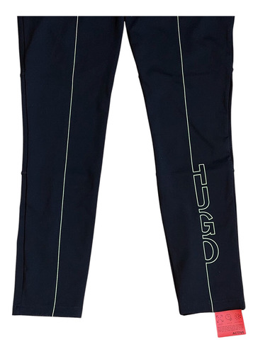 Leggings Deportivos Hugo Negro Con Verde Talla L Stretch !!