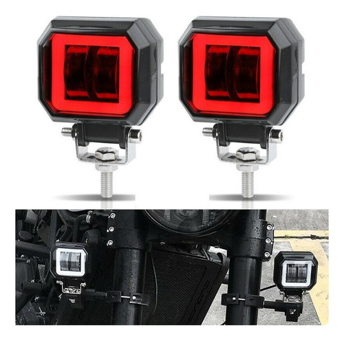 2 Focos Led Para Coche Y Motocicleta, Luz Roja Con Apertura.