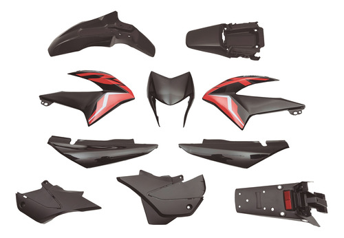 Kit De Plásticos Completo Para Honda Xr150l Negro Mtc
