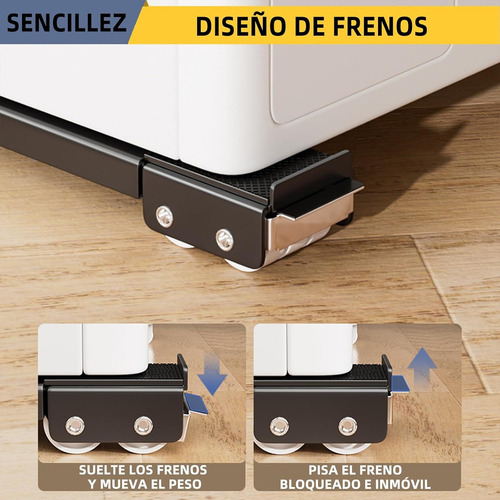 Base Soporte Ajustable Con Giratorias Ruedas Para Lavadora
