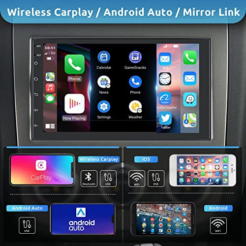 . Radio De Coche Android De Doble Din Carplay Inalámbric...