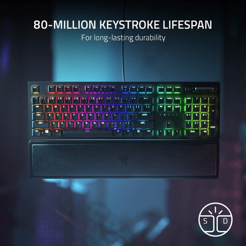 Teclado gamer Razer Black Widow BlackWidow V3 QWERTY Green inglés US color negro con luz RGB