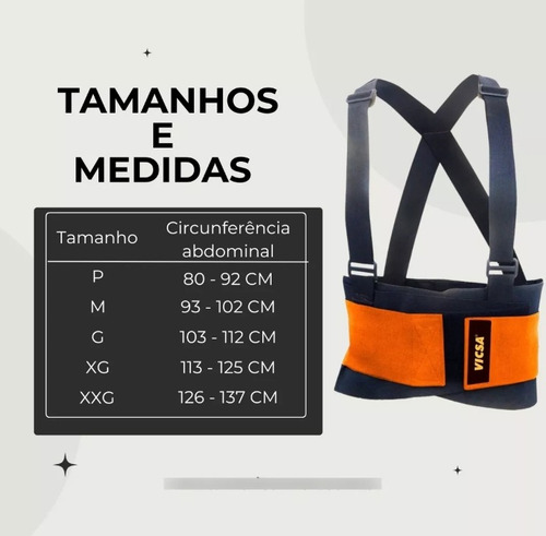 Cinta Ergonômica Vicsa Com Suspensório Preta Refletiva Xg