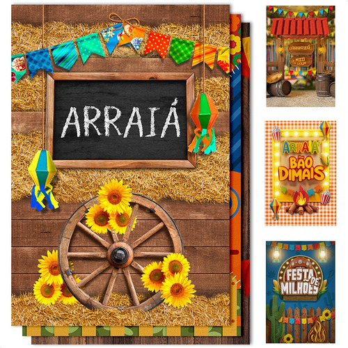 Painel Retangular Festa Junina Sublimado Tecido 3d 1,5x2,2m