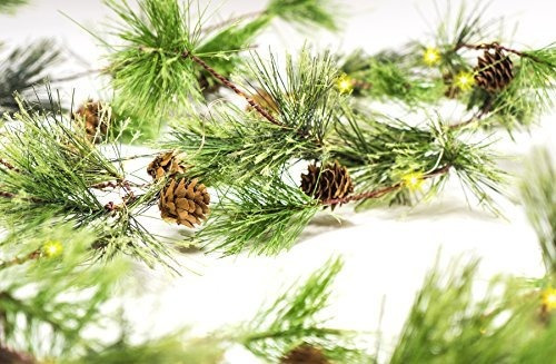 Craftmore Smokey Pino 6' Garland De Navidad Con Luces.