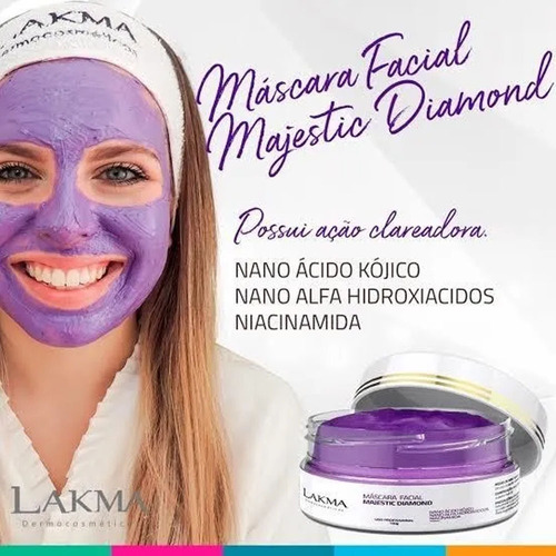 Máscara Clareadora Facial Linha Jóias Raras Majestic Lakma Tipo de pele Mista