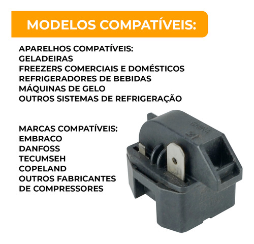 Relé Para Compressores Ptc Terminal Grande De 1/10 A 1/2