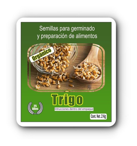 Trigo Orgánico - Semilla Para Germinado Y Prep. Alim. 2 Kg