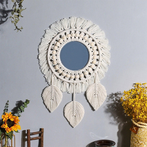 2 Unidades De Macramé Y Macramé Espejo De Pared Colgando A C