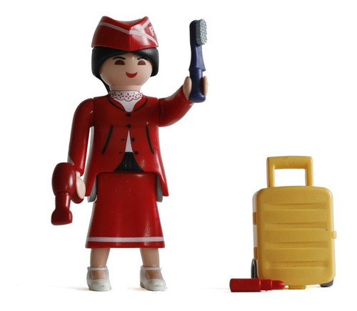 Playmobil Serie 18 Nena Azafata Comisario De Abordo Valija