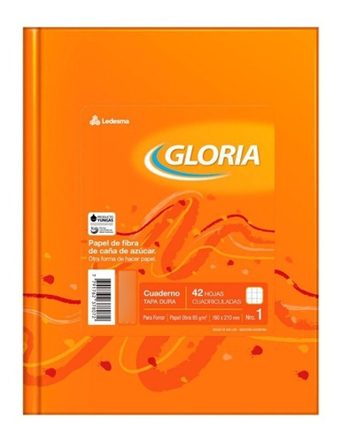 Cuaderno Glroria Tapa Carton 16x21 42 Hojas Cuadricualdas