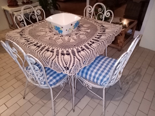 Imagen 3 de 5 de Juego Comedor Vintage Hierro Forjado Silla/mesa Oferta D Hoy
